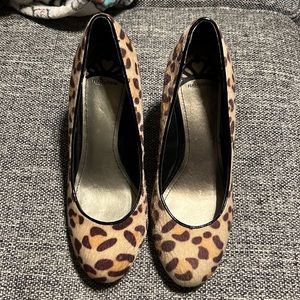 FERGALICIOUS by FERGIE  UTOPIA LEOPARD FAUX FUR HEELS